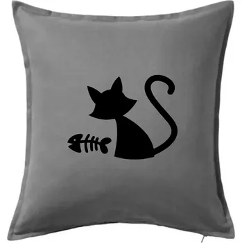 Polštář Ryba vs kočka - Polštář 50x50 - 50x50 - Pouze potah ( Tmavě šedý melír )