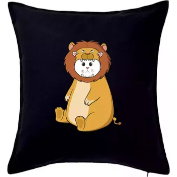 Polštář Kočka v převleku lva - Polštář 50x50 - 50x50 - Pouze potah ( Černá )