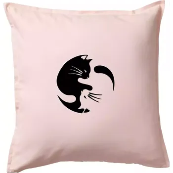 Polštář Kočka - Jin jang - Polštář 50x50 - 50x50 - Pouze potah ( Světle růžová )