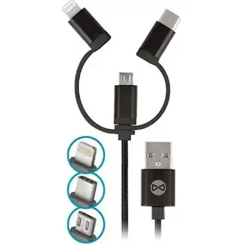 Datový kabel Forever 3IN1 Datový kabel Lightning microUSB USB-C černá (DATAPIP5-MICBKK)