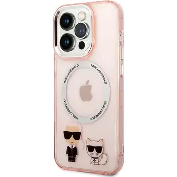 Pouzdro na mobilní telefon Karl Lagerfeld MagSafe Kompatibilní Kryt Karl and Choupette pro Apple iPhone 14 Pro růžová (3666339087340)
