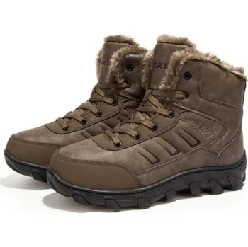 Pánská móda Pánské zimní kotníkové boty s kožíškem J1543 hnědá 46