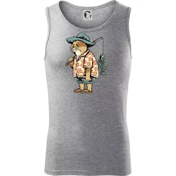 Kočka rybářem - Tílko pánské Core - S ( Tmavě šedý melír )