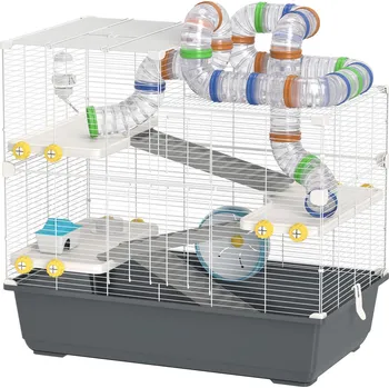 4patrová klec pro malé hlodavce, 78 x 45 x 73 cm | šedá