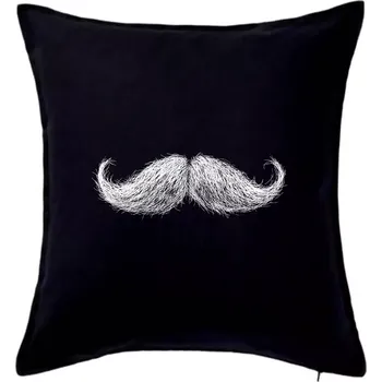 Polštář Mustache knír kreslený - Polštář 50x50 - 50x50 - Pouze potah ( Černá )