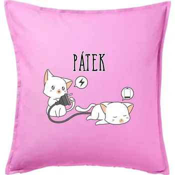 Polštář Kočky bez energie pátek - Polštář 50x50 - 50x50 - Pouze potah ( Růžová )