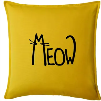 Polštář Meow - Mňau - Polštář 50x50 - 50x50 - Pouze potah ( Žlutá )