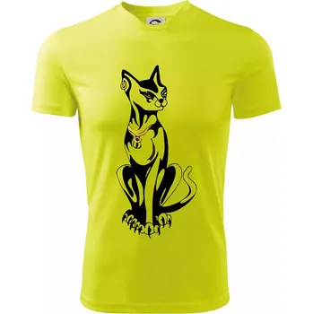 Kočka - Egyptská kočka - Dětské triko sportovní (dresovina) - 158 cm/12 let ( Neonově žlutá )