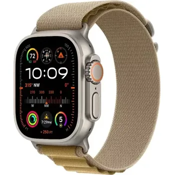 Chytré hodinky Apple Watch Ultra 2 (2024) GPS+Cellular 49mm Přírodní titanové tělo - Žlutohnědý alpský tah (M)