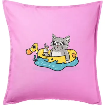 Polštář Kočka v kruhu - Polštář 50x50 - 50x50 - Pouze potah ( Růžová )