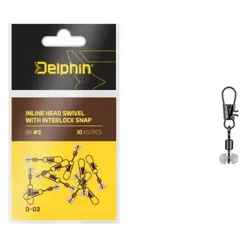 Delphin Karabinka s obratlíkem Inline head swivel with Interlock D-03 Velikost S 10ks (969D03004)