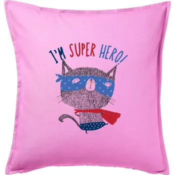Polštář Super hero kočka - Polštář 50x50 - 50x50 - Pouze potah ( Růžová )