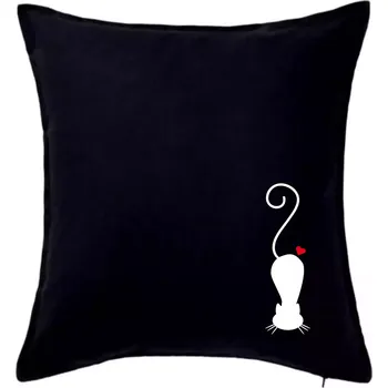 Polštář Zamilovaná kočka ležící - Polštář 50x50 - 50x50 - Pouze potah ( Černá )