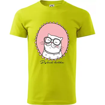 Pyšná kočka růžová - Klasické pánské triko vyšší gramáže - S ( Limetková )