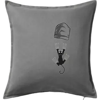 Polštář Kočka vypadla z kapsy - Polštář 50x50 - 50x50 - Pouze potah ( Tmavě šedý melír )