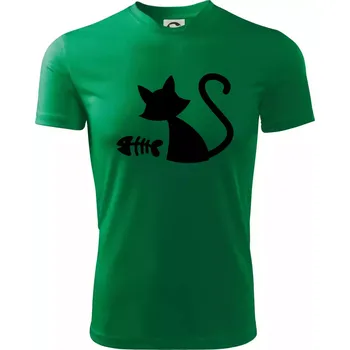 Ryba vs kočka - Dětské triko sportovní (dresovina) - 146 cm/10 let ( Středně zelená )