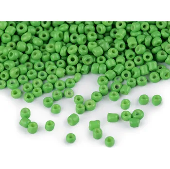 Dětské navlékací korálky Rokajl 12/0 - 2 mm neprůhledný, malé, 844L zelená sv.