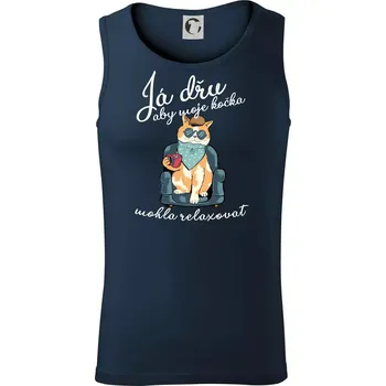 Já dřu, aby moje kočka mohla relaxovat - Tílko pánské Core - L ( Námořní modrá (velmi tmavá - téměř černá) )