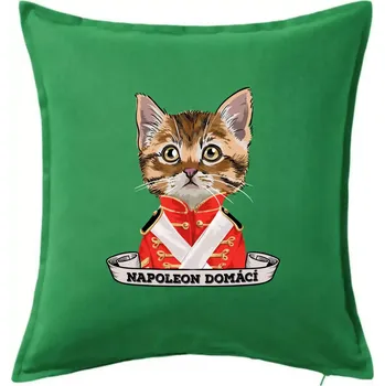 Polštář Napoleon domácí kočka - Polštář 50x50 - 50x50 - Pouze potah ( Středně zelená )