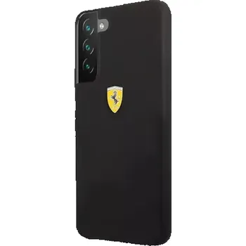 Pouzdro na mobilní telefon Ferrari Liquid Silicone Metal Logo Zadní Kryt pro Samsung Galaxy S22 černá (3666339045098)
