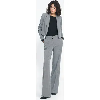 Dámské kalhoty Kalhoty se širokými nohavicemi se vzorem NIFE Barva: Černá, Velikost: XL