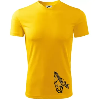Chlapecké tričko Kůň běžící - Dětské triko sportovní (dresovina) - 122 cm/6 let ( Žlutá )