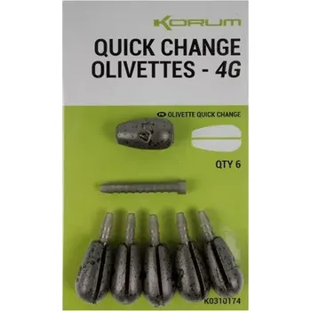 KORUM Rychlovýměnná zátěž Quick Change Olivettes 4g 6ks (K0310174)