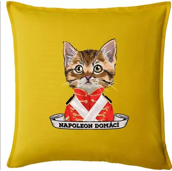 Polštář Napoleon domácí kočka - Polštář 50x50 - 50x50 - Pouze potah ( Žlutá )