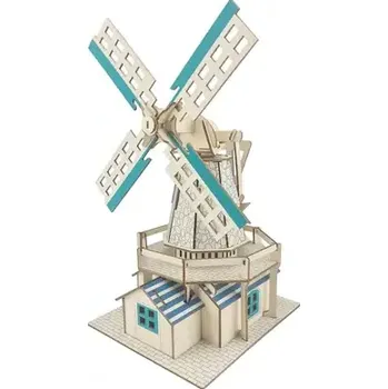 Puzzle Woodcraft Dřevěné 3D puzzle Holandský větrný mlýn - 127 dílků (XF-G003)