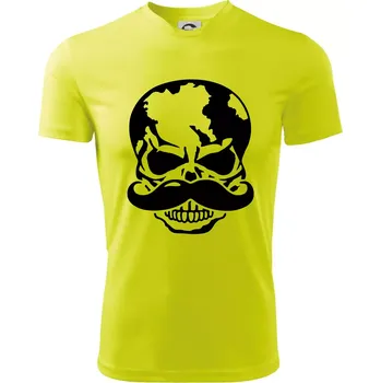 Chlapecké tričko Mustache lebka - Dětské triko sportovní (dresovina) - 122 cm/6 let ( Neonově žlutá )