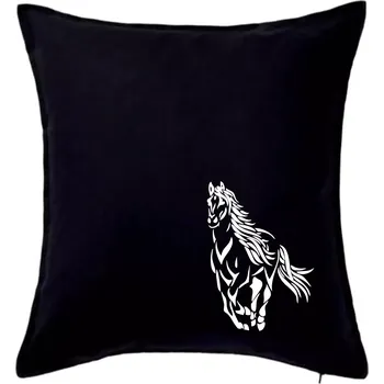 Polštář Kůň běžící - Polštář 50x50 - 50x50 - Pouze potah ( Černá )