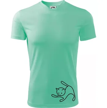 Chlapecké tričko Kočka si hraje - Dětské triko sportovní (dresovina) - 122 cm/6 let ( Mátová )