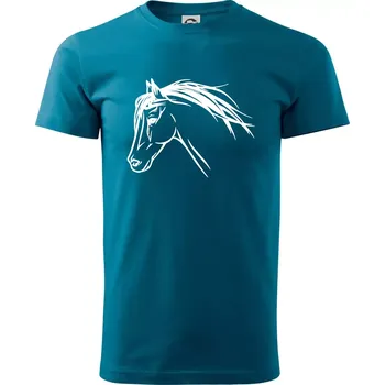 Pánské tričko Kůň - hlava celá - Klasické pánské triko vyšší gramáže - S ( Petrolejová )