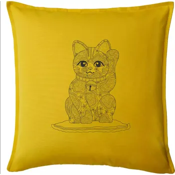 Polštář Kočka mávající mandala - Polštář 50x50 - 50x50 - Pouze potah ( Žlutá )