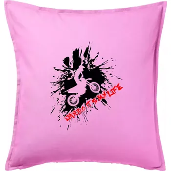 Polštář Enduro its my life - Polštář 50x50 - 50x50 - Včetně výplně ( Růžová )