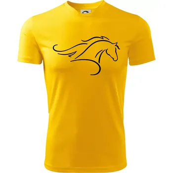 Chlapecké tričko Kůň - bežící silueta hlavy - Dětské triko sportovní (dresovina) - 134 cm/8 let ( Žlutá )