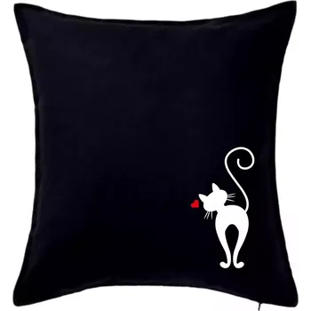Polštář Zamilovaná kočka zezadu - Polštář 50x50 - 50x50 - Pouze potah ( Černá )