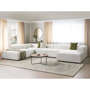 Sedací souprava Modulární pohovka krémová bílá buklé čalounění 5místná rohová sedací souprava pravostranná moderní styl obývací pokoj Beliani