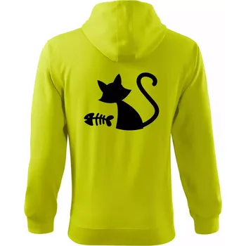 Pánská mikina Ryba vs kočka - Mikina s kapucí na zip trendy zipper - S ( Limetková )