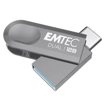 USB flash disk EMTEC Dual D280 USB 3.2 Type-C 128GB stříbrná (ECMMD128GD283)