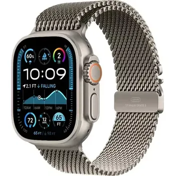 Chytré hodinky Apple Watch Ultra 2 (2024) GPS+Cellular 49mm Přírodní titanové tělo - Přírodní titanový milánský tah (L) (MX5T3QC/A)