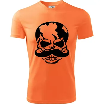 Chlapecké tričko Mustache lebka - Dětské triko sportovní (dresovina) - 122 cm/6 let ( Neon mandarine )