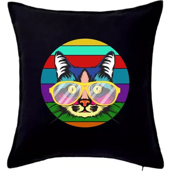 Polštář Kočka při barevném západu - Polštář 50x50 - 50x50 - Pouze potah ( Černá )