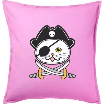 Polštář Kočičí pirát - Polštář 50x50 - 50x50 - Pouze potah ( Růžová )