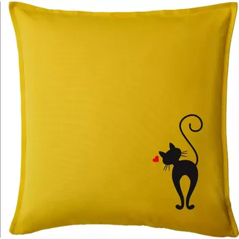 Polštář Zamilovaná kočka zezadu - Polštář 50x50 - 50x50 - Pouze potah ( Žlutá )