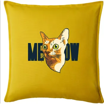 Polštář Kočka meow - Polštář 50x50 - 50x50 - Pouze potah ( Žlutá )