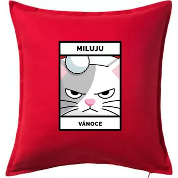 Polštář Miluju Vánoce - Polštář 50x50 - 50x50 - Včetně výplně ( Červená )