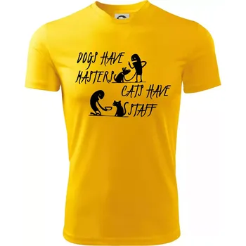 Dogs have masters, cats have staff - Dětské triko sportovní (dresovina) - 146 cm/10 let ( Žlutá )