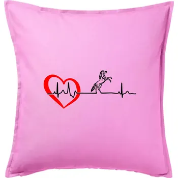 Polštář Moje srdce bije pro koně - Polštář 50x50 - 50x50 - Včetně výplně ( Růžová )