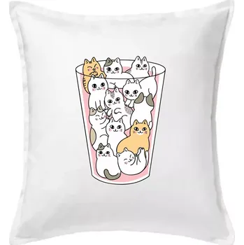 Polštář Kočky ve sklenici - Polštář 50x50 - 50x50 - Pouze potah ( Bílá )